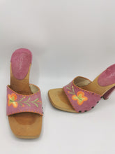 Load image into Gallery viewer, WOMENS SIZE 7 - BCBGIRLS Pink Wooden Sandals, Leather EUC B61