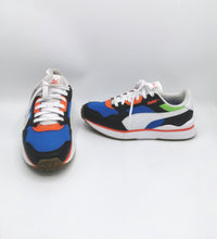Load image into Gallery viewer, BOYS SIZE 4C Youth - "Puma R78 Futr Sneakers JR" in Black/White/Future Blue EUC B60
