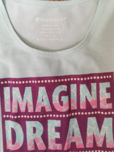 Load image into Gallery viewer, GIRL SIZE MEDIUM (10/12 YEARS) - AMERICAN GIRL, Baby Blue, Graphic Tank Top EUC B47