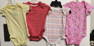 BABY GIRL 0-9 MONTHS 4-PACK ONESIES EUC - Faith and Love Thrift