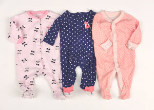 BABY GIRL Size 0-3 Months, 3-Pack Footed Cotton Onesies VGUC - Faith and Love Thrift