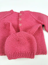 Load image into Gallery viewer, BABY GIRL 0-3 Months - 100% OF SALE WILL BE DONATED TO RMHCA - Beautiful Handmade, Knit Sweater Jacket &amp; Matching Hat - NWOT - Faith and Love Thrift