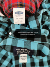 Load image into Gallery viewer, BABY BOY SIZE 18-24 Months - Old Navy &amp; Childrens Place, Soft Cotton, Flannel Dress Tops 2-Pack EUC - Faith and Love Thrift
