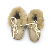 Load image into Gallery viewer, BABY GIRL SIZE 3/4 TODDLER - BABY MOCCASIN, TAN, LINED EUC - Faith and Love Thrift