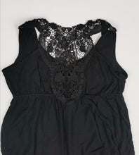 Load image into Gallery viewer, WOMENS SIZE LARGE - CABLE &amp; GAUGE, Babydoll Fit, Soft, Lace, Black Flowy Dress Top EUC - Faith and Love Thrift