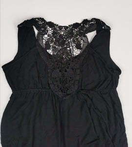 WOMENS SIZE LARGE - CABLE & GAUGE, Babydoll Fit, Soft, Lace, Black Flowy Dress Top EUC - Faith and Love Thrift