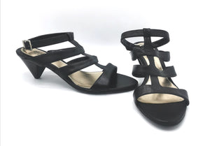 WOMENS SIZE 7 B - David Dixon for Town Shoes, Black Leather Sandals NWOT - Faith and Love Thrift