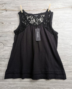 WOMENS SIZE MEDIUM - PAPA VANCOUVER, Soft Cotton, Lace, Black Flowy Dress Top NWT - Faith and Love Thrift