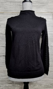 WOMENS SIZE XS - Nanette Lepore Mock Neck, Lace & Wool Blend Sweater EUC - Faith and Love Thrift