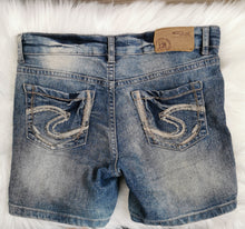 Load image into Gallery viewer, GIRL SIZE 12 YEARS - SILVER JEANS, LACY CUFFED DENIM SHORTS EUC - Faith and Love Thrift
