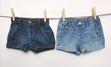 GIRL SIZE 18-24 MONTHS - Old Navy & Childrens Place 2-Pack Denim Shorts EUC - Faith and Love Thrift