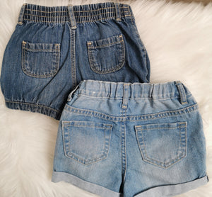 GIRL SIZE 18-24 MONTHS - Old Navy & Childrens Place 2-Pack Denim Shorts EUC - Faith and Love Thrift