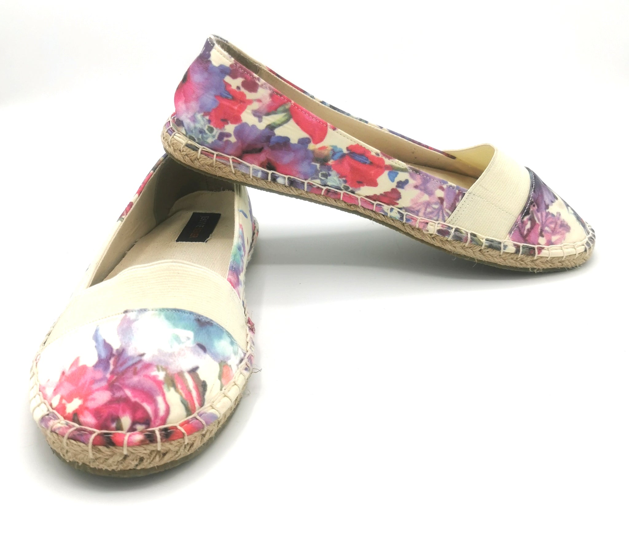 WOMENS SIZE 8 JEANNE BEKER Floral Boho Ballet Flats VGUC B9