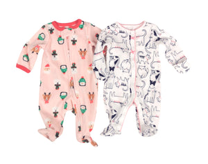 BABY GIRL Size Newborn, 2-Pack Footed Onesies VGUC - Faith and Love Thrift
