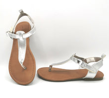 Load image into Gallery viewer, GIRL SIZE 1 YOUTH - Joe Fresh, Silver Sandals EUC - Faith and Love Thrift