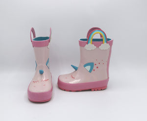 BABY GIRL SIZE 6 TODDLER - Unicorn Lined Rain Boots EUC - Faith and Love Thrift