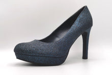 Load image into Gallery viewer, SIZE 8 (WIDE FIT) NEW LOOK, BLUE GLITTER PARTY HIGH HEEL STILETTO PUMPS NWOT - Faith and Love Thrift