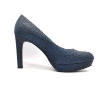 Load image into Gallery viewer, SIZE 8 (WIDE FIT) NEW LOOK, BLUE GLITTER PARTY HIGH HEEL STILETTO PUMPS NWOT