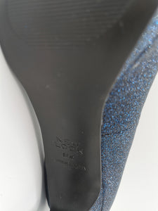 SIZE 8 (WIDE FIT) NEW LOOK, BLUE GLITTER PARTY HIGH HEEL STILETTO PUMPS NWOT - Faith and Love Thrift