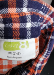 BOY SIZE MEDIUM (7/8 YEARS) - CRAZY 8, Soft Flannel Dress Shirt EUC B33