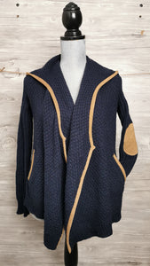 WOMENS SIZE XS - Abercrombie & Fitch, Hooded Navy Blue Knit Drape Cardigan EUC