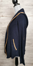 Load image into Gallery viewer, WOMENS SIZE XS - Abercrombie &amp; Fitch, Hooded Navy Blue Knit Drape Cardigan EUC