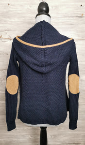 WOMENS SIZE XS - Abercrombie & Fitch, Hooded Navy Blue Knit Drape Cardigan EUC
