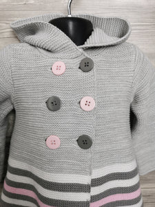GIRL SIZE 2 YEARS - FIRST IMPRESSIONS, Soft Knit, Hooded Sweater Jacket EUC B28