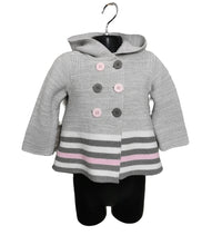Load image into Gallery viewer, GIRL SIZE 2 YEARS - First Impressions, Soft Knit Hooded Sweater Jacket EUC

Absolutely adorable and super cozy.  Perfect for any occasion and season.

Soft grey, pink and white colors 

 

