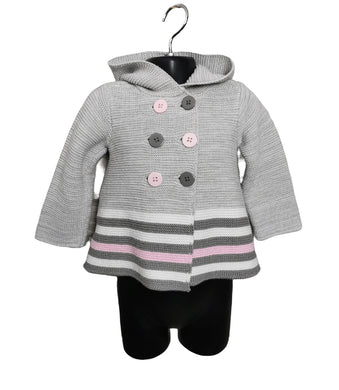 GIRL SIZE 2 YEARS - First Impressions, Soft Knit Hooded Sweater Jacket EUC

Absolutely adorable and super cozy.  Perfect for any occasion and season.

Soft grey, pink and white colors 

 

