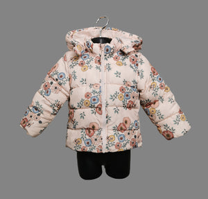 BABY GIRL SIZE 1.5 to 2 YEARS - H&M Floral Hooded Puffer Jacket VGUC

Fleece lined, detachable velcro hood, zippered. Perfect for spring and fall weather. 

