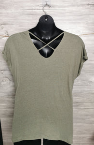WOMENS SIZE XXL - Soya Concept Linen/Viscose Open Cross Back T-Shirt NWT
