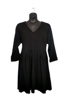 Load image into Gallery viewer, WOMENS PLUS SIZE 3X - Spencer + Shaw, Black Dress, Thick Stretch Fabric NWT

Well made, Beautiful and flattering style. V-Neck, Fitted &amp; Flare Style, 3/4 Length sleeves, side pockets. Very Stretchy fabric. 

 

 

