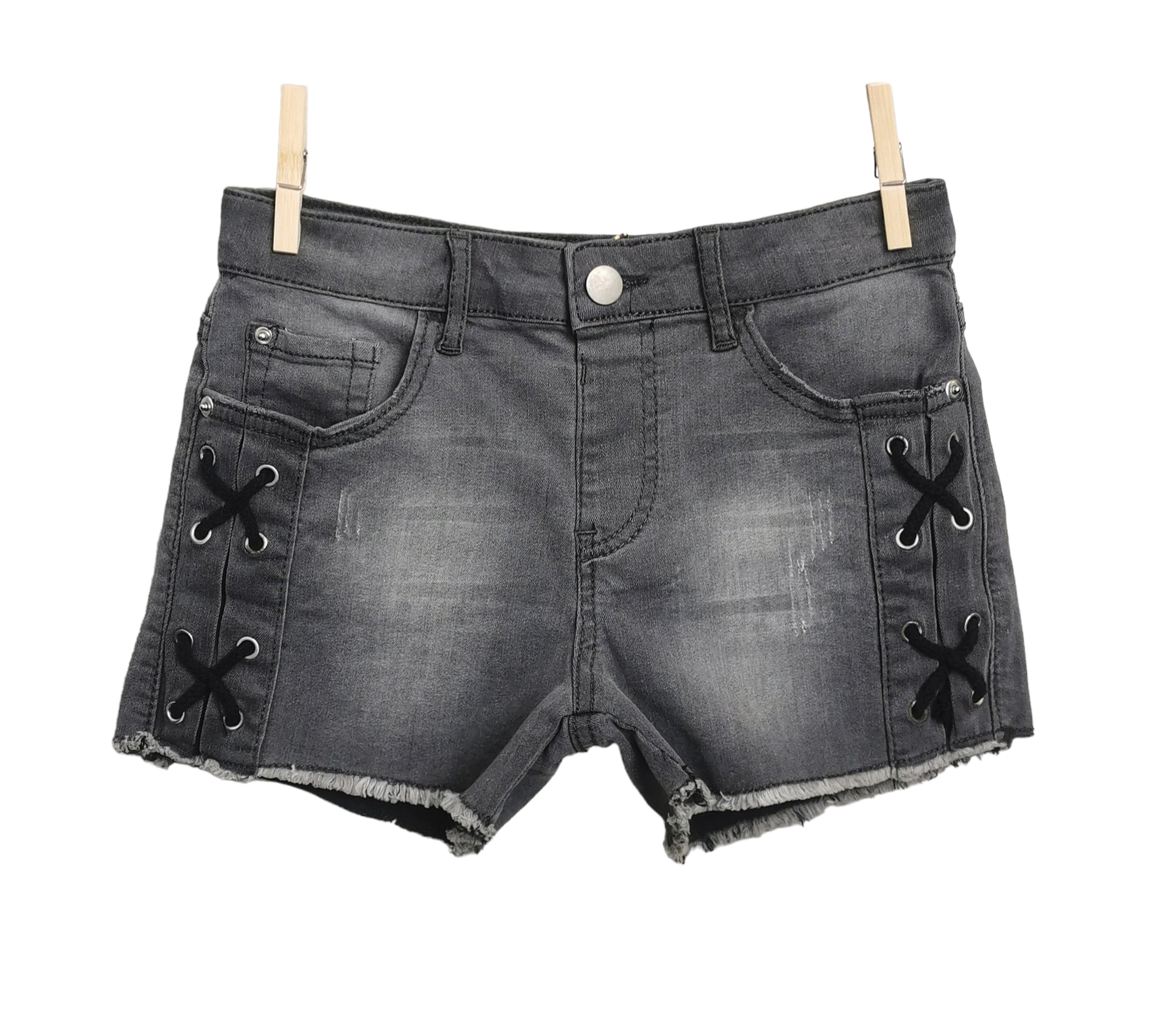 Women's black stretch denim shorts 2025