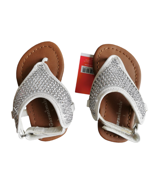 BABY GIRL SIZE 3 TODDLER - GARANIMALS Silver Velcro Boho Style Sandals NWT B13