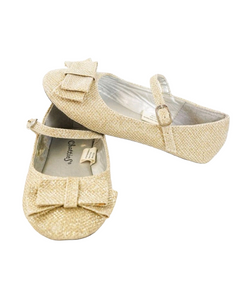 GIRL SIZE 9/10 TODDLER - CHATTIES, Gold Mary Jane Ballet Flats VGUC B13