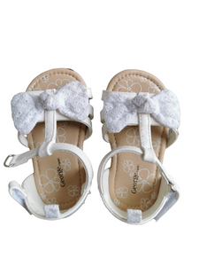 GIRL SIZE 5 TODDLER - GEORGE Bohemian Crochet Eyelet Sandals, White VGUC B12