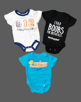 BABY BOY SIZE 3/6 MONTHS, 3 Pack Mix N Match Graphic Shortsleeve Onesies EUC B14