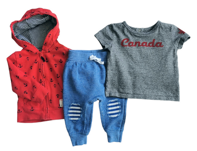 BABY BOY SIZE 3/9 MONTHS - CAT & JACK, ROOTS, CARTER'S, 3 Piece Mix N Match Fall Outfit VGUC B14