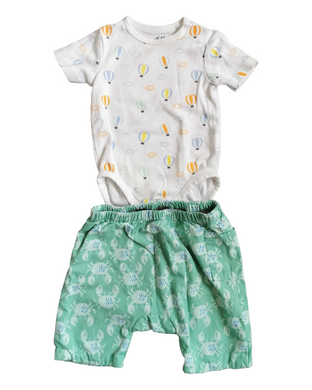 BABY BOY SIZE 3/6 MONTHS - SEED HERITAGE BABY + H&M, 2 Piece Mix N Match Summer Outfit VGUC B14