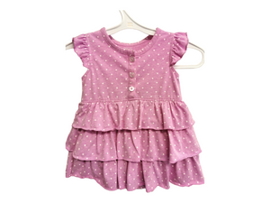 BABY GIRL SIZE 3 MONTHS - CARTER'S, Soft Pink Onesie Ruffled Dress EUC B38