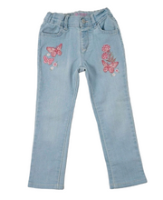 Load image into Gallery viewer, GIRL SIZE 4 YEARS - CHILDREN&#39;S PLACE, Super Skinny Jeans, Embroidered Butterflies EUC B15