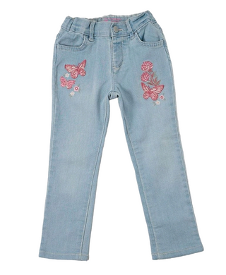GIRL SIZE 4T - Children's Place, Super Skinny Jeans, Embroidered Butterflies EUC B15