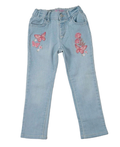 GIRL SIZE 4 YEARS - CHILDREN'S PLACE, Super Skinny Jeans, Embroidered Butterflies EUC B15