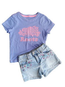 GIRL SIZE 4 YEARS - ROOTS KIDS & OLD NAVY, 2 Piece Mix N Match Summer Outfit VGUC B15