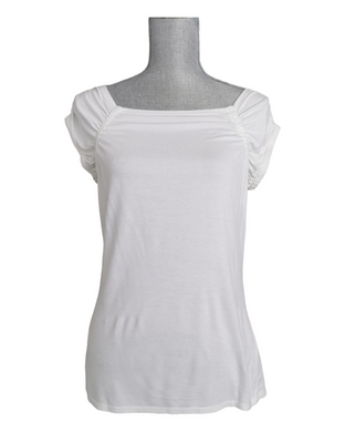 WOMENS SIZE LARGE - RW&CO. White Square Neck, Super Soft T-Shirt EUC B17