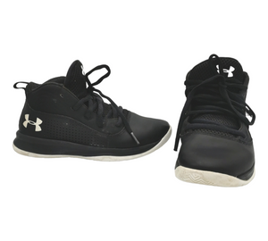 BOYS SIZE 2 YOUTH - UNDER ARMOUR, High-top Running Shoes GUC B19