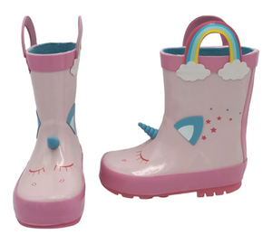 BABY GIRL SIZE 6 TODDLER - Unicorn Lined Rain Boots EUC B19