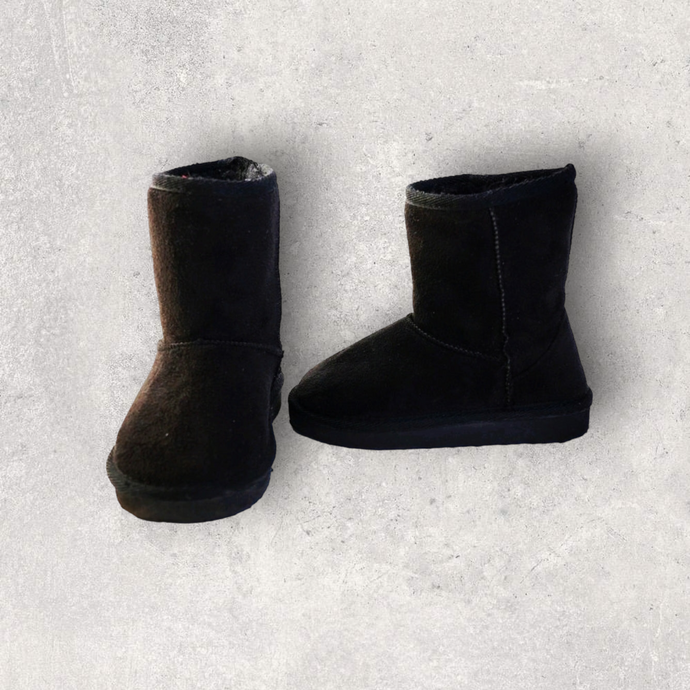 GIRL SIZE 8 TODDLER - FAUX Suede, Lined Black Boots VGUC B20