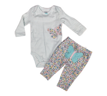 Load image into Gallery viewer, BABY GIRL SIZE 3 MONTHS - CARTER&#39;S, 2 Piece Matching Floral Butterfly Outfit EUC B21
